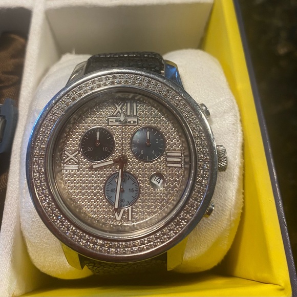 Silver and Black Geometric Pattern Watch